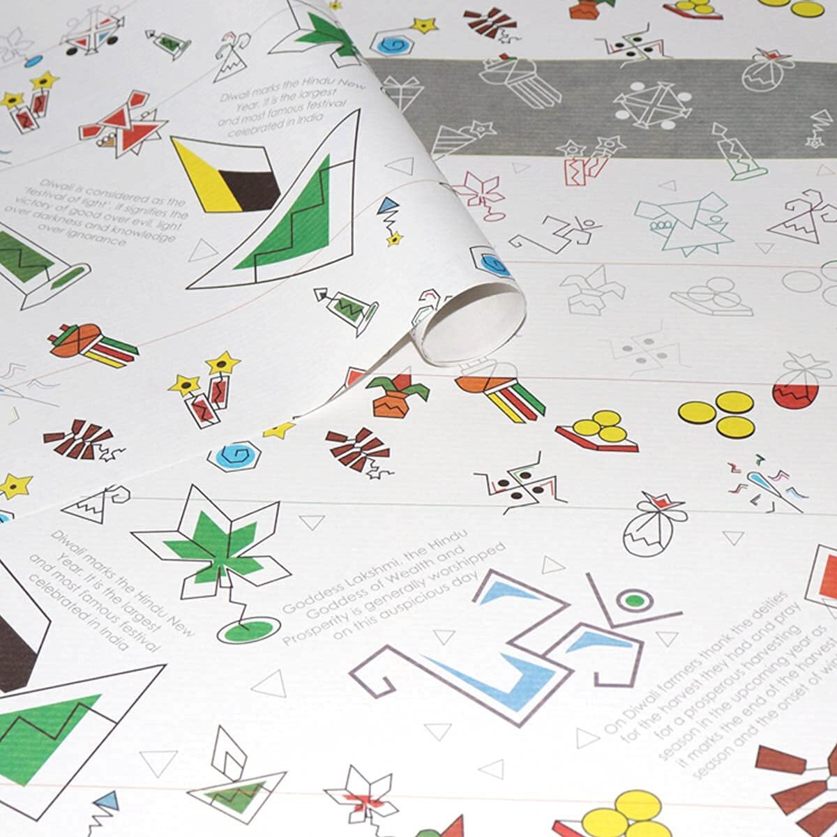 eVincE Gift Wrapping Paper Diwali kids gifting ideas New Year theme dinner party return gifts | set of 40 Sheets 50 x 70 cms | corporate office gifts wraps | White doodle theme papers