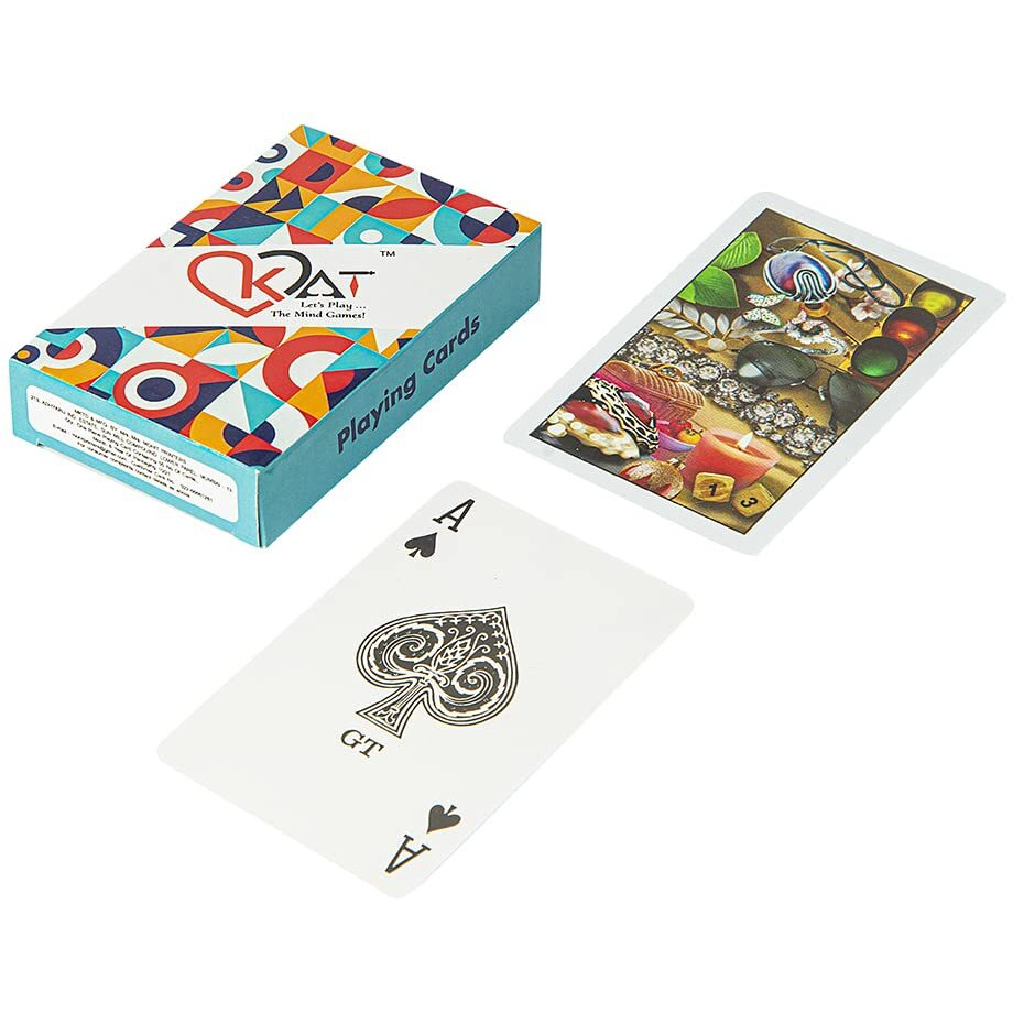 KAT 2 Pieces Playing Cards Pure Plastic 100% PVC Design H I Multicolour Pack Premium Deck for Bridge Rummy Poker Holi Diwali Taash Game Nights Party & Fun