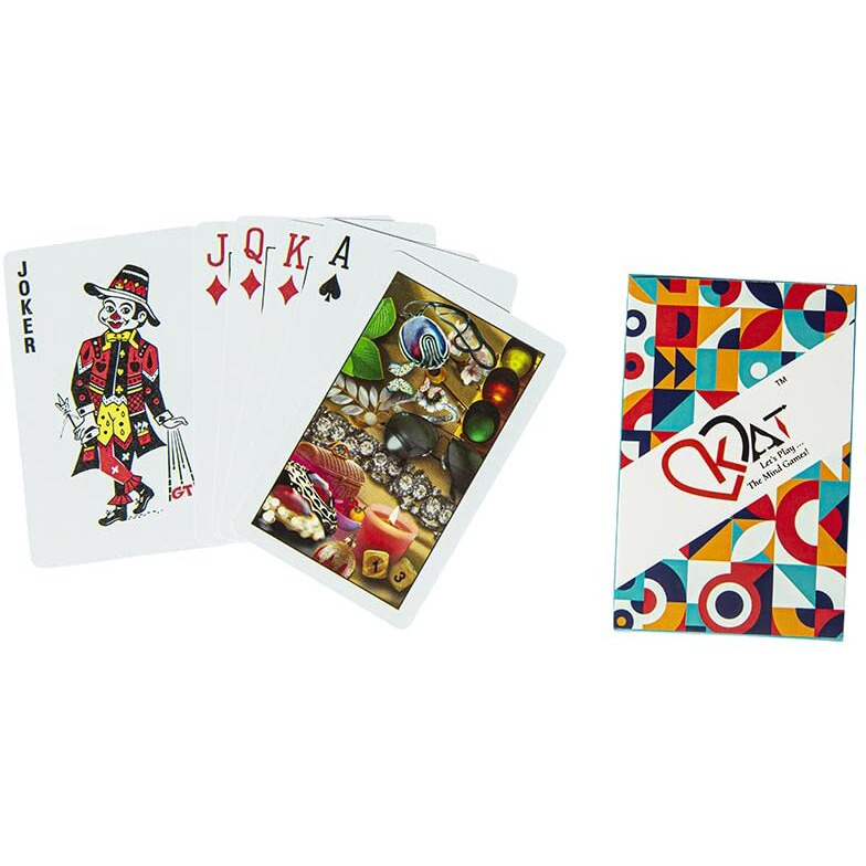 KAT 2 Pieces Playing Cards Pure Plastic 100% PVC Design H I Multicolour Pack Premium Deck for Bridge Rummy Poker Holi Diwali Taash Game Nights Party & Fun