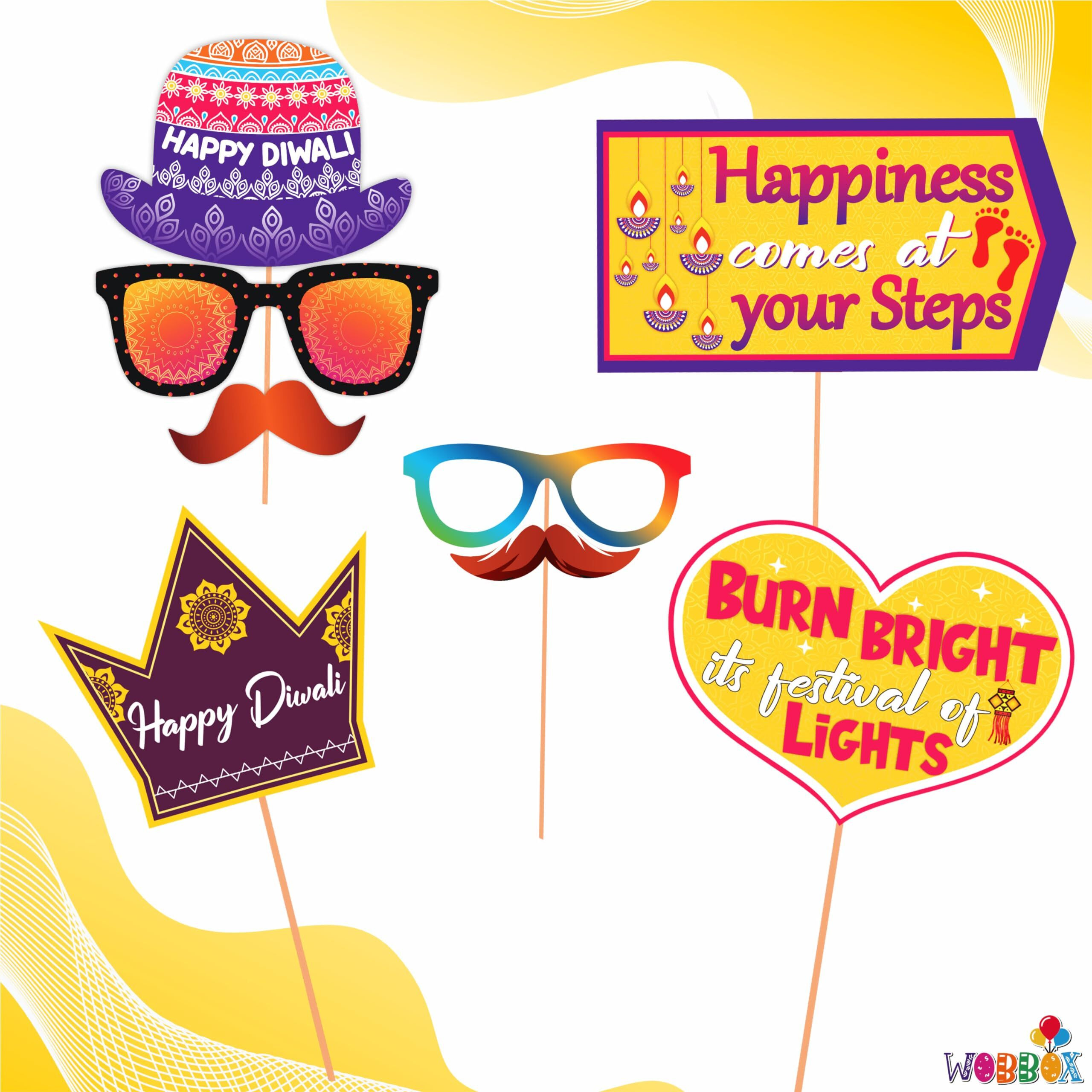 WOBBOX Diwali Decoration Happy Diwali Party Props, Multi Colour, Diwali Decoration Item, Diwali Dcor Items (28 Pcs)