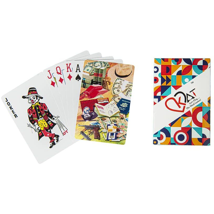 KAT 2 Pieces Playing Cards Plastic Coated Design C D Multi Colour Pack Premium Art Card Paper Decks for Bridge Rummy Poker Holi Diwali Taash Game Nights Party & Fun