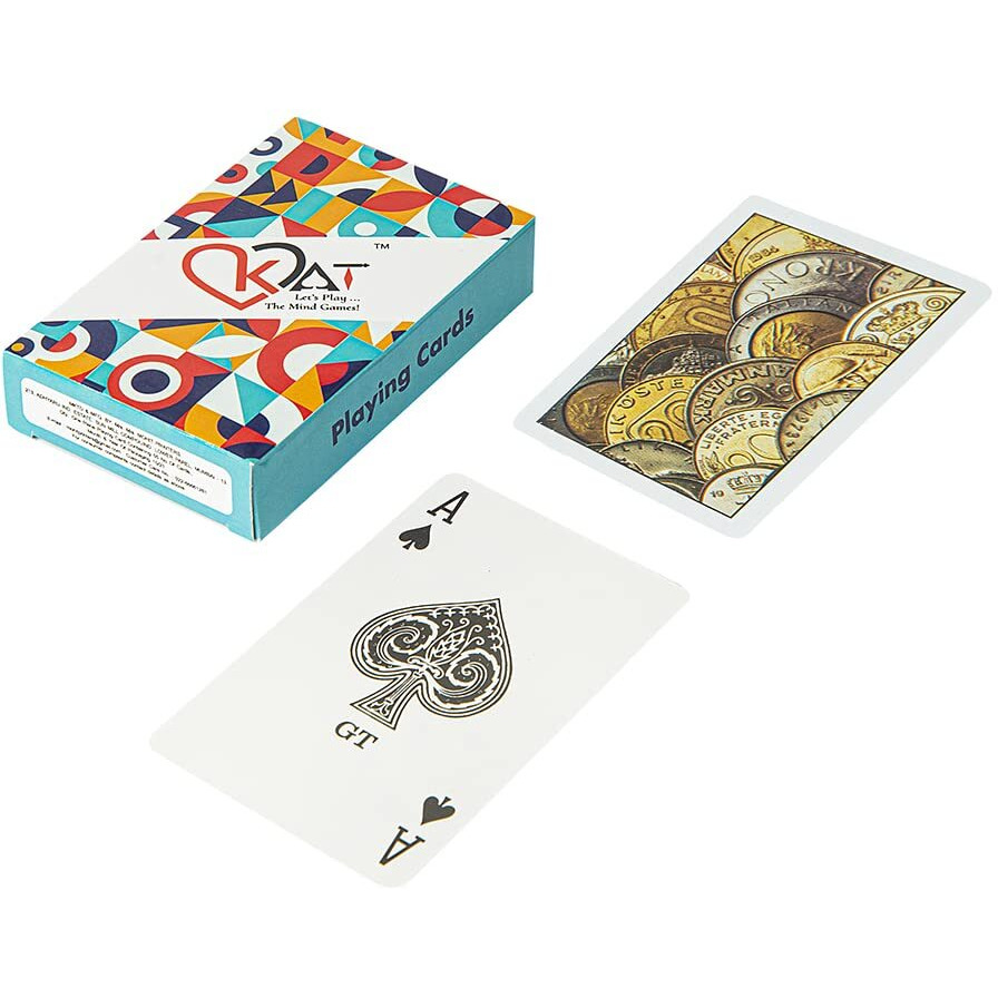 KAT 2 Pieces Playing Cards Pure Plastic 100% PVC Design G H Multicolour Pack Premium Deck for Bridge Rummy Poker Holi Diwali Taash Game Nights Party & Fun