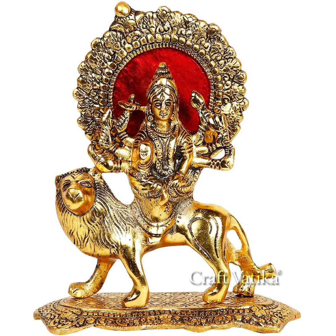 CraftVatika Durga Devi Maa Murti Showpiece Sherawali Ma Kali Decorative Statue for Navratri Home Diwali Decoration Items and Diwali Gifts for Family and Friends (7X 3X 8 Inch)