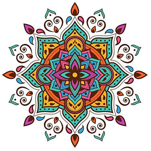 PRINTELLIGENT Diwali Rangoli Sticker PVC Vinyl (Floor/Table Sticker) 60cm X 60cm Multi design. (Design G)