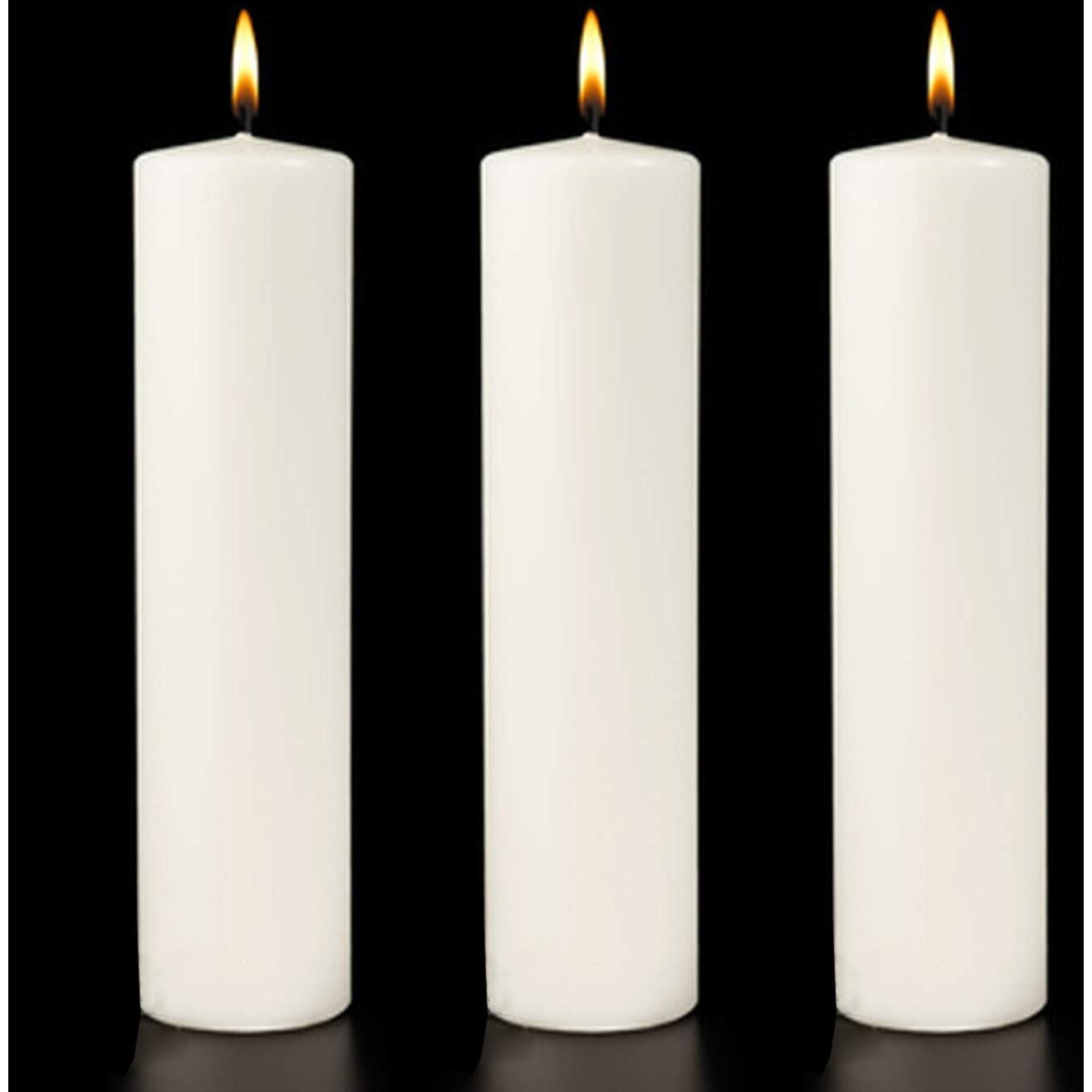 Atorakushon Paraffin Wax Smokeless Scented Pack of 3 White Tall Round Pillar Candles for Diwali