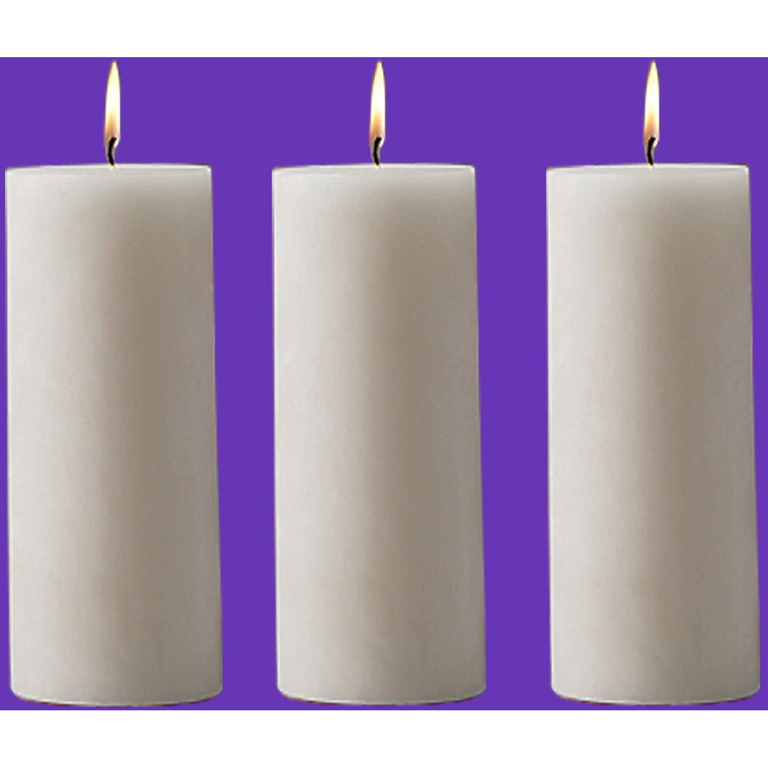 Atorakushon Paraffin Wax Smokeless Scented Pack of 3 White Tall Round Pillar Candles for Diwali
