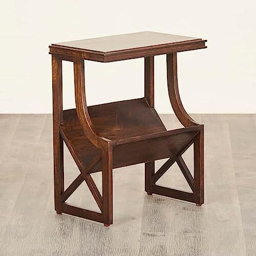 SMAART CRAAFTS LATIVA END Table for Living Room and Bedroom | Premium Design Rectangular Side Table for Home & Kitchen| Brown Finish, Mango Wood | Diwali Decorations