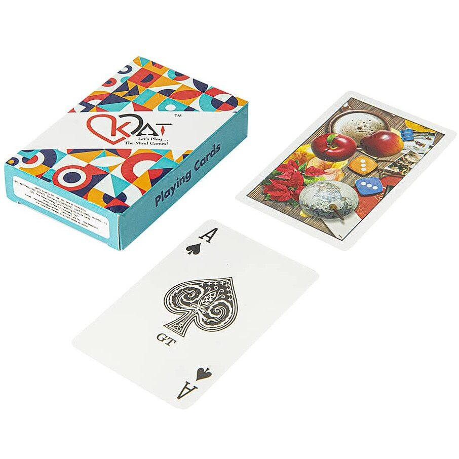KAT 2 Pieces Playing Cards Pure Plastic 100% PVC Design H J Multicolour Pack Premium Deck for Bridge Rummy Poker Holi Diwali Taash Game Nights Party & Fun