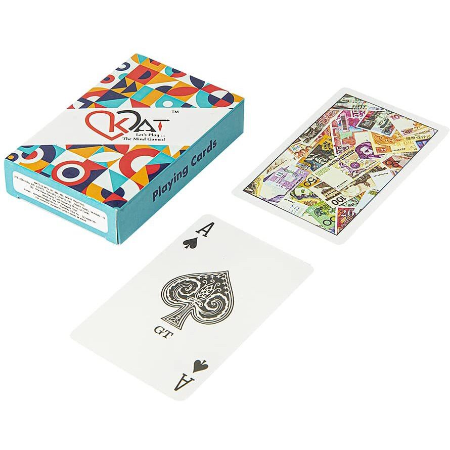 KAT 2 Pieces Playing Cards Pure Plastic 100% PVC Design H J Multicolour Pack Premium Deck for Bridge Rummy Poker Holi Diwali Taash Game Nights Party & Fun