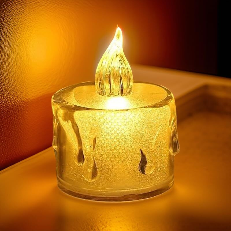 Ein Sof Electric Candle Diyas, 6 Pcs Flameless LED Candles, Decorative Tealight for Home Decoration, Christmas, Diwali, Birthdays, Battery Operated Small Lamps - Warm White