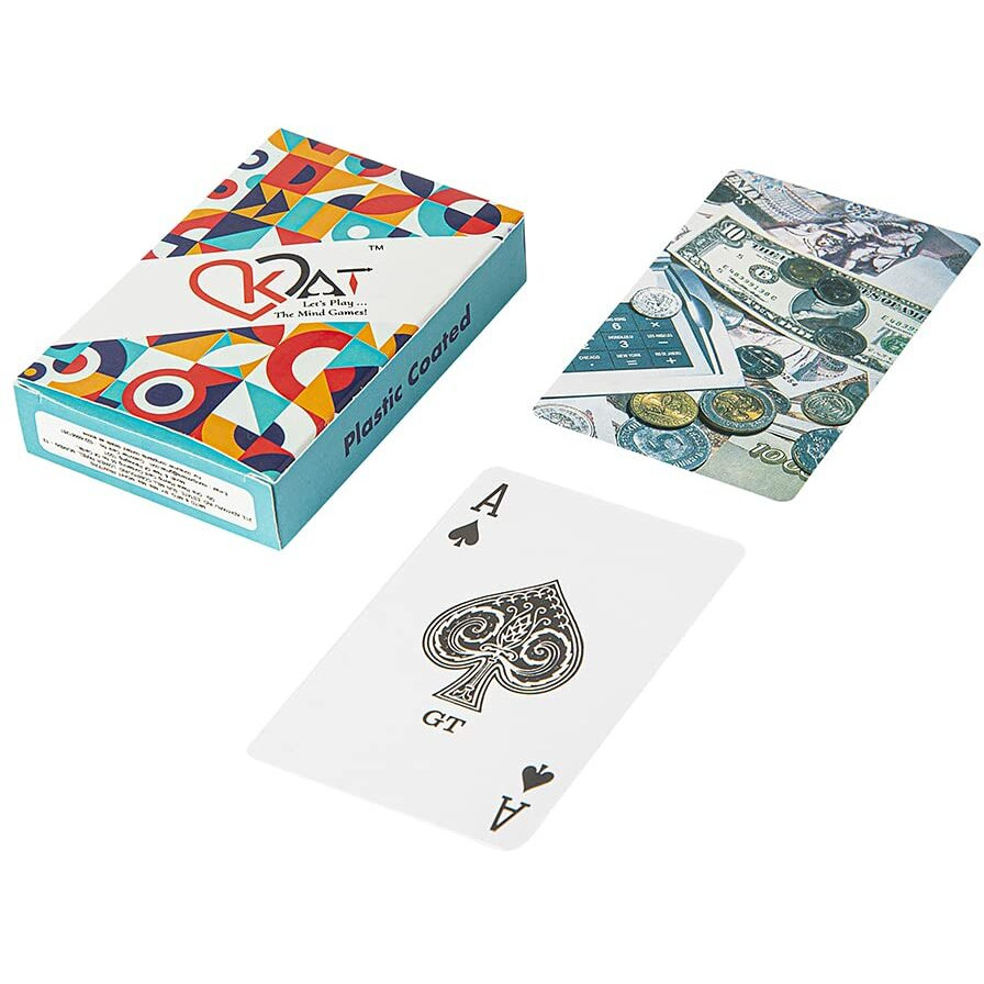 KAT 3 Piece Playing Cards Plastic Coated Design A C D Multicolour Pack Premium Art Card Paper Decks for Bridge Rummy Poker Holi Diwali Taash Game Nights Party & Fun