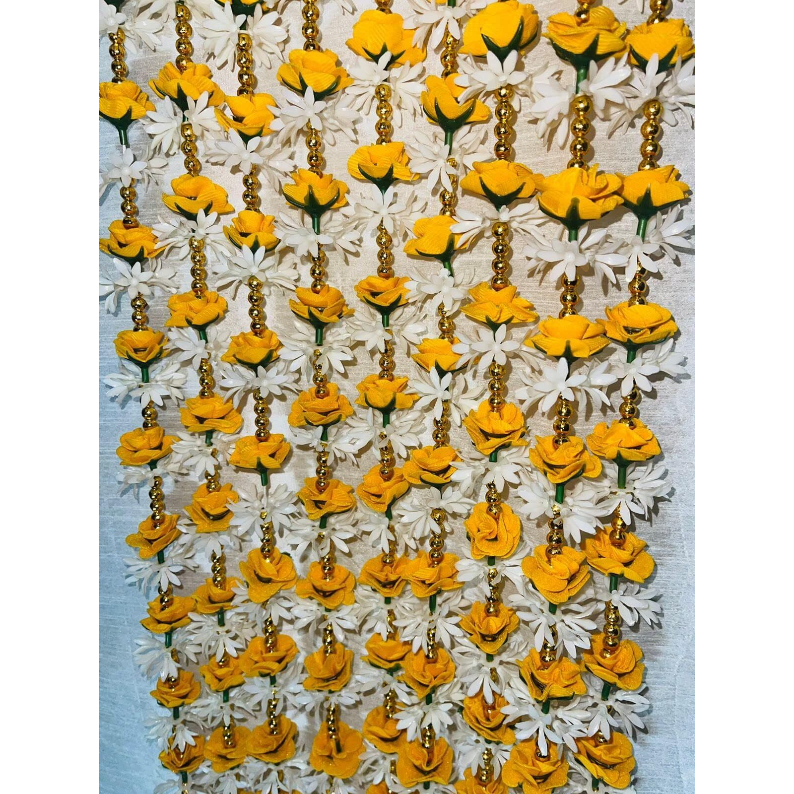 CROWNNIMREET 5 Feet Artificial Foam Flower Toran Long, Garland for Decoration Festival Navratri, Diwali, Marriages, Temple and Home/Office Inauguration (Yellow, Pack of 10)
