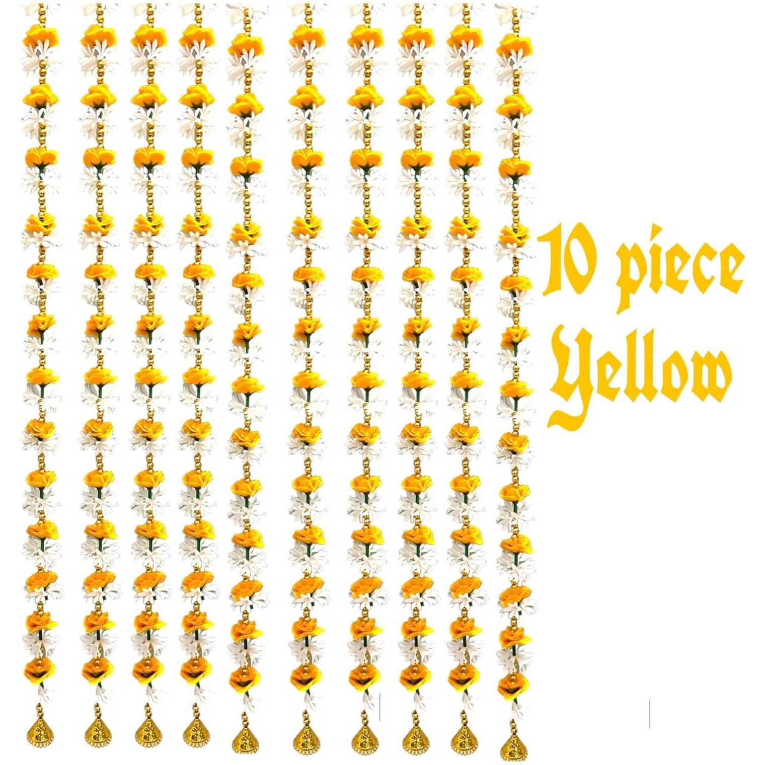 CROWNNIMREET 5 Feet Artificial Foam Flower Toran Long, Garland for Decoration Festival Navratri, Diwali, Marriages, Temple and Home/Office Inauguration (Yellow, Pack of 10)