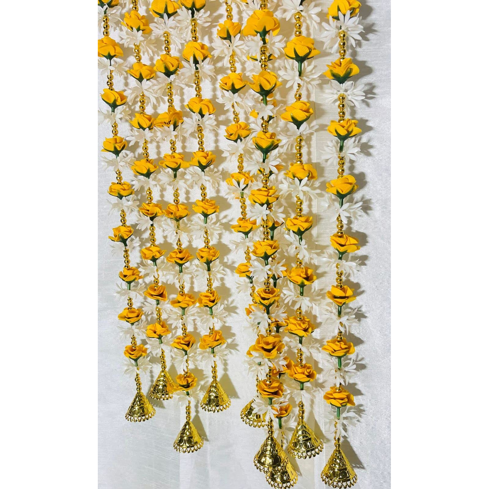 CROWNNIMREET 5 Feet Artificial Foam Flower Toran Long, Garland for Decoration Festival Navratri, Diwali, Marriages, Temple and Home/Office Inauguration (Yellow, Pack of 10)