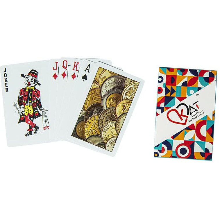 KAT 3 Pieces Playing Cards Pure Plastic 100% PVC Design G H J Multicolour Pack Premium Deck for Bridge Rummy Poker Holi Diwali Taash Game Nights Party & Fun