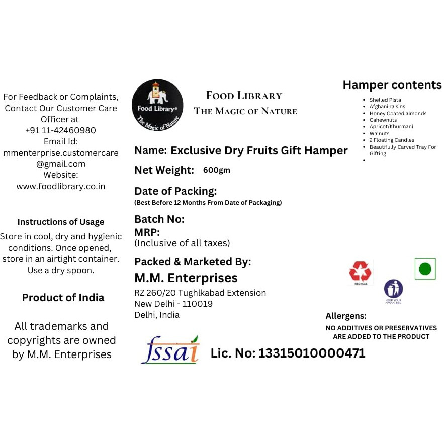 Food Library The Magic of Nature Diwali Exclusive Dry Fruits Gift Hamper (Assorted Dry Fruits)
