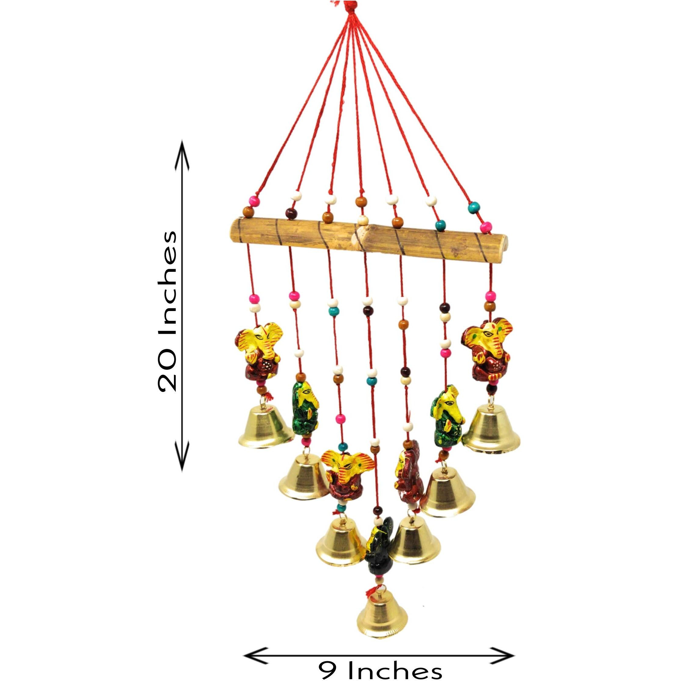 JH Gallery Handcrafted Rajasthani Wind Chime Door/Wall Hanging Decorative Showpiece/Wall Hanging/Home Decor/Home Furnishing/Diwali Gift/Corporate Gift (Ganesh Ganpati)