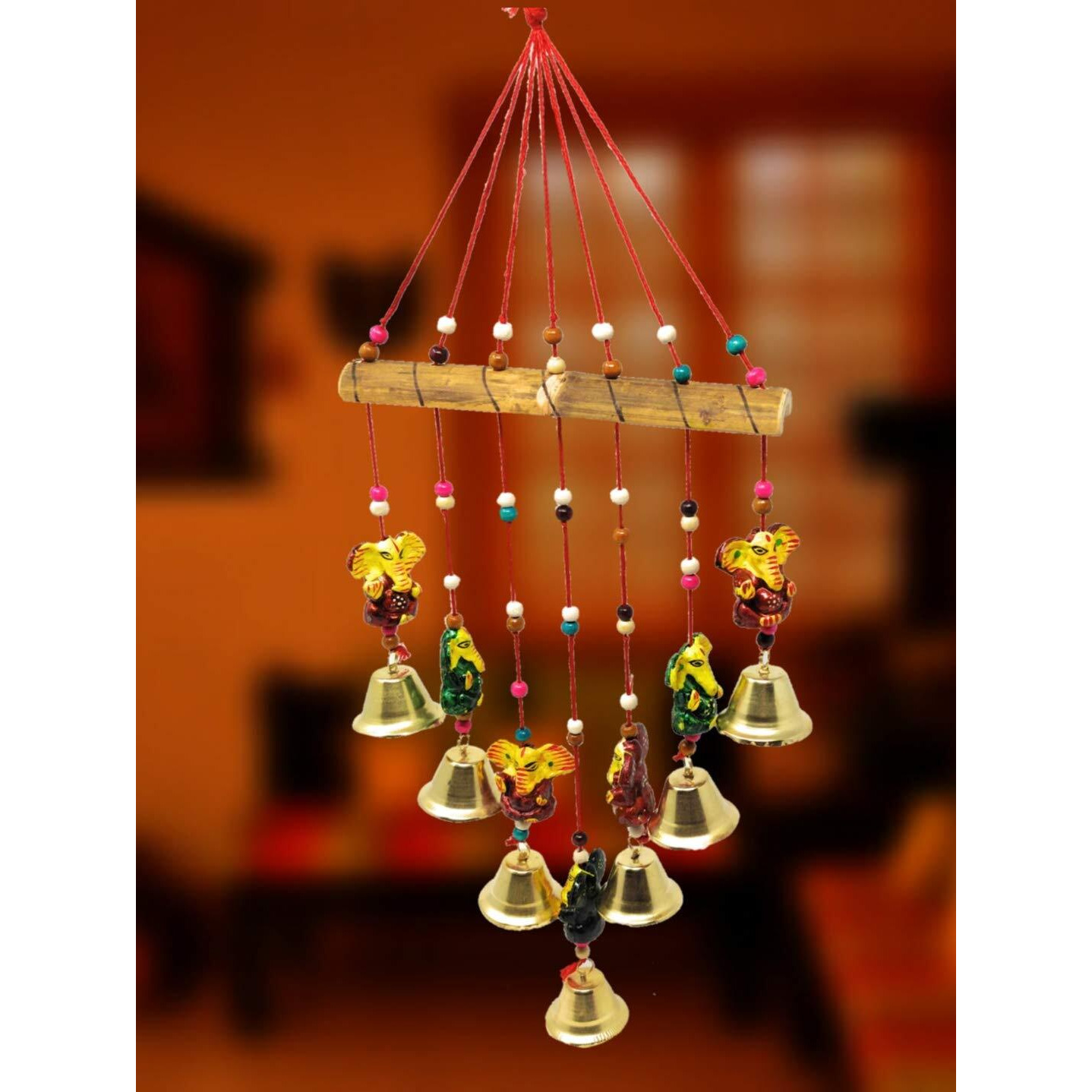 JH Gallery Handcrafted Rajasthani Wind Chime Door/Wall Hanging Decorative Showpiece/Wall Hanging/Home Decor/Home Furnishing/Diwali Gift/Corporate Gift (Ganesh Ganpati)