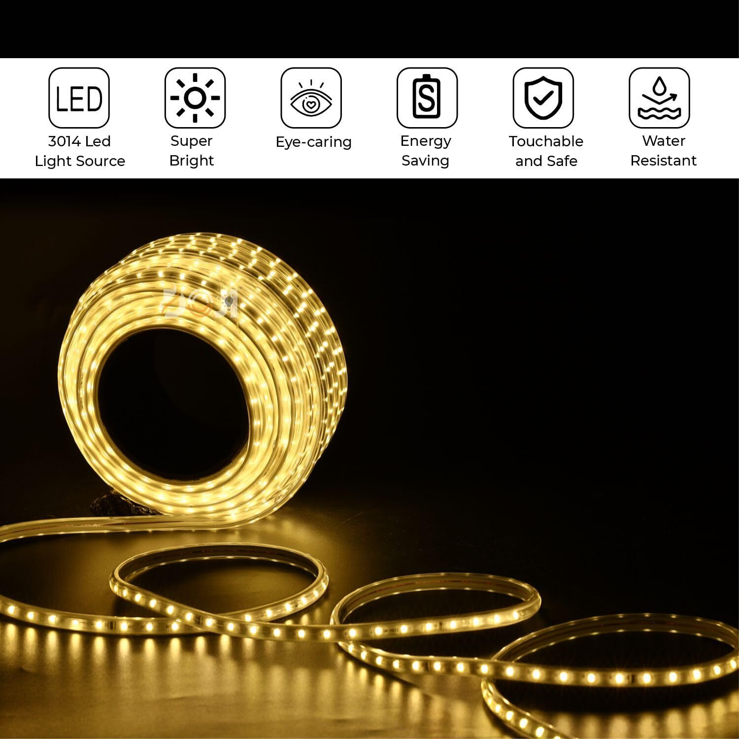 DOJI LED Strip Light,Rope Light for Ceiling, Indoor,Outdoor,Decorative,Diwali,Christmas,Festival,Cove,False Balcony,Entrance.(4 Meter, Warmwhite)