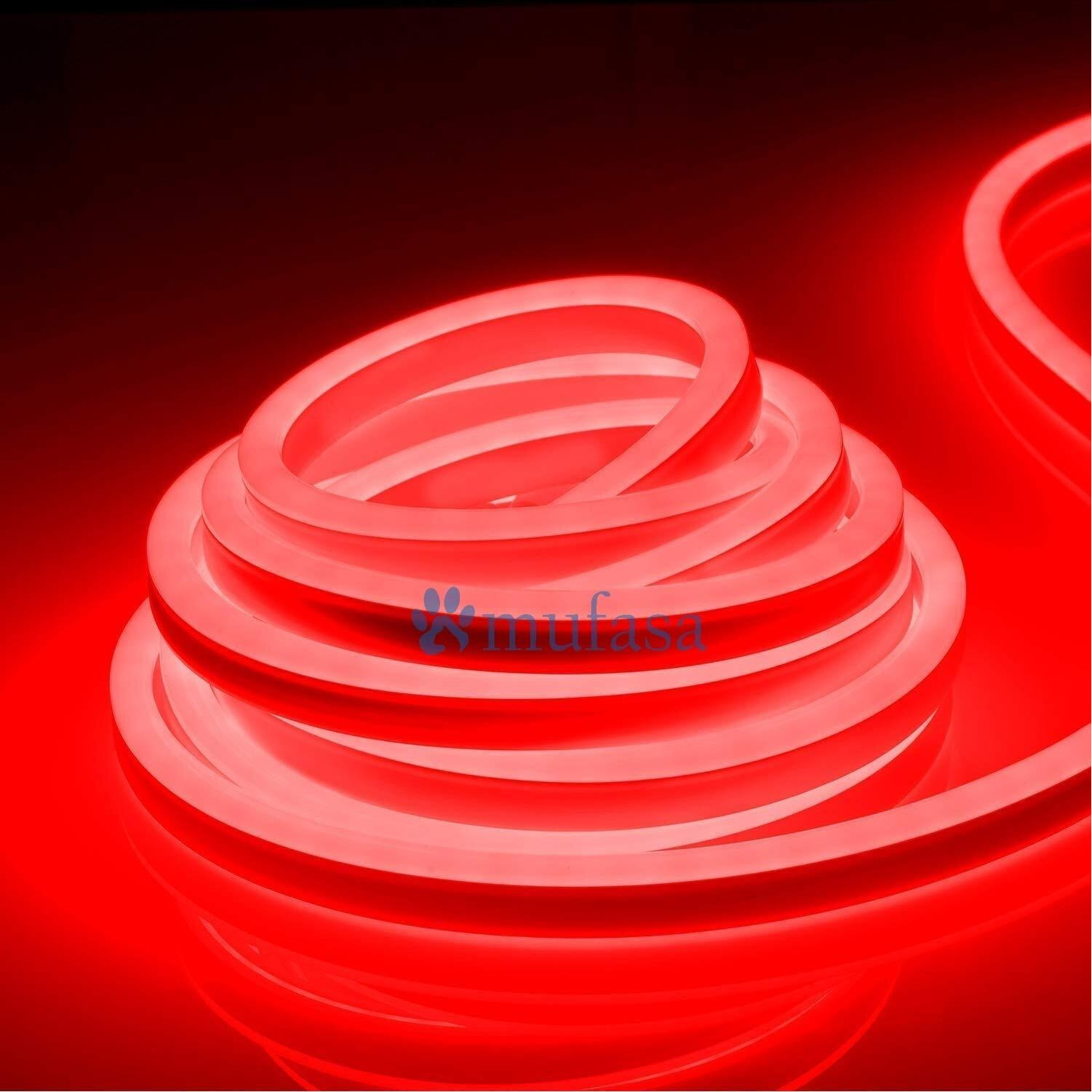 Mufasa LED Neon Light, 8MM Rope Indoor Outdoor Decoration with Connector, Best for Diwali, Festivals 220V AC (NON-ADHESIVE BACK) (Red) (5 Meter)