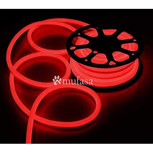 Mufasa LED Neon Light, 8MM Rope Indoor Outdoor Decoration with Connector, Best for Diwali, Festivals 220V AC (NON-ADHESIVE BACK) (Red) (5 Meter)