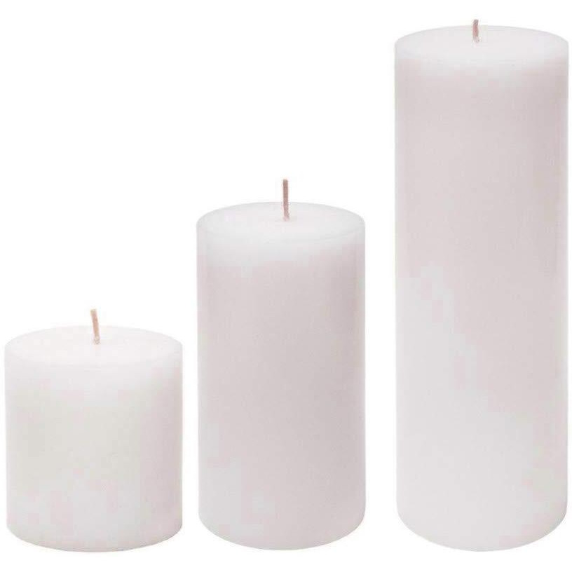 AuraDecor Unscented Pillar Candle Set of 3 | Votive Candles for Home Decor | Diwali Decoration Long Burning, Smokeless, Dripless | Parraffin Wax (3x3, 3x4, 4x6 Inches)