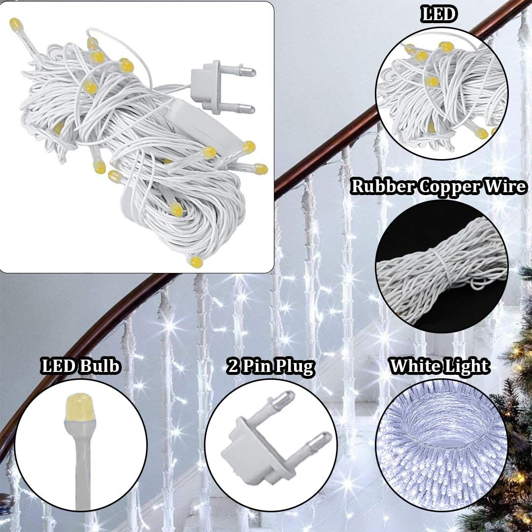 fizzytech 60 LED Rice Light for Decoration Strip and Series Light for Diwali Christmas Lights of Home Decoration, Bedroom Wedding, Birthday Party Patio - 20 Meter (Pack of 1, White)