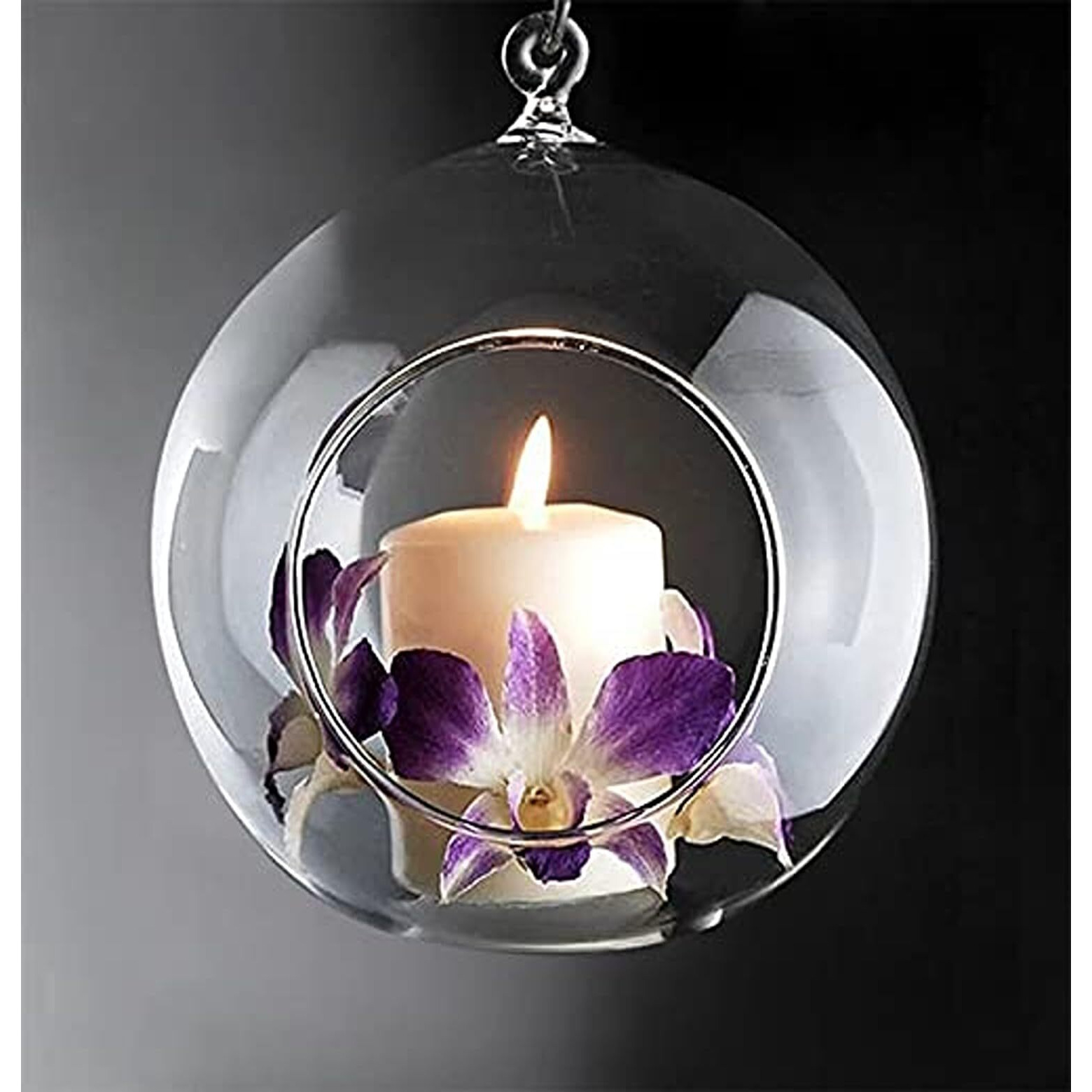 The Purple Tree Hanging Glass Terrarium Tealight Candle Holders for Diwali Christmas (Pack of 1) Diwali Tealights, Corporate Gifts, Home Decor Gift Item, Diwali Decoration, Christmas Decoration