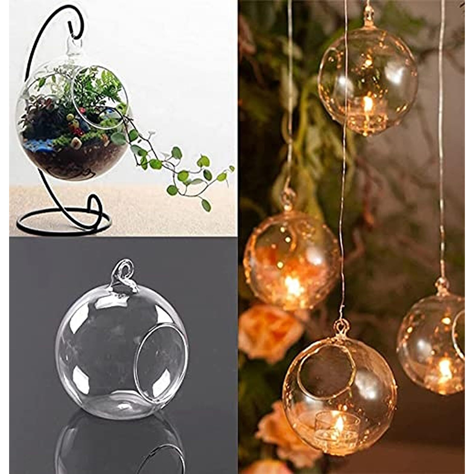 The Purple Tree Hanging Glass Terrarium Tealight Candle Holders for Diwali Christmas (Pack of 1) Diwali Tealights, Corporate Gifts, Home Decor Gift Item, Diwali Decoration, Christmas Decoration
