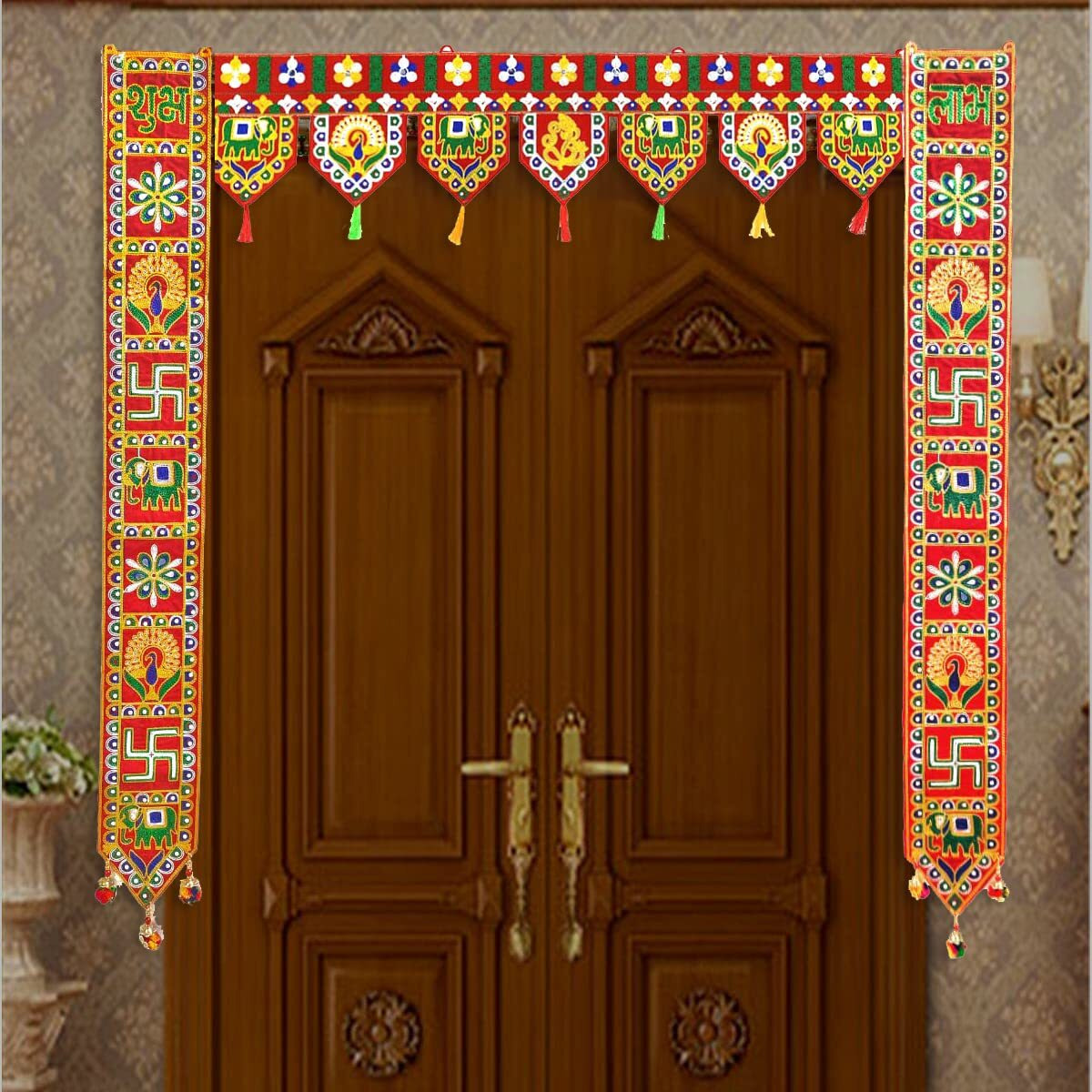 CraftVatika Handmade Toran Toranam Bandarwal Wall Door Hanging Ornaments For Main Gate Entrance, Home Office Diwali New Year Decorations, Home Decorative Items, 36 Inch