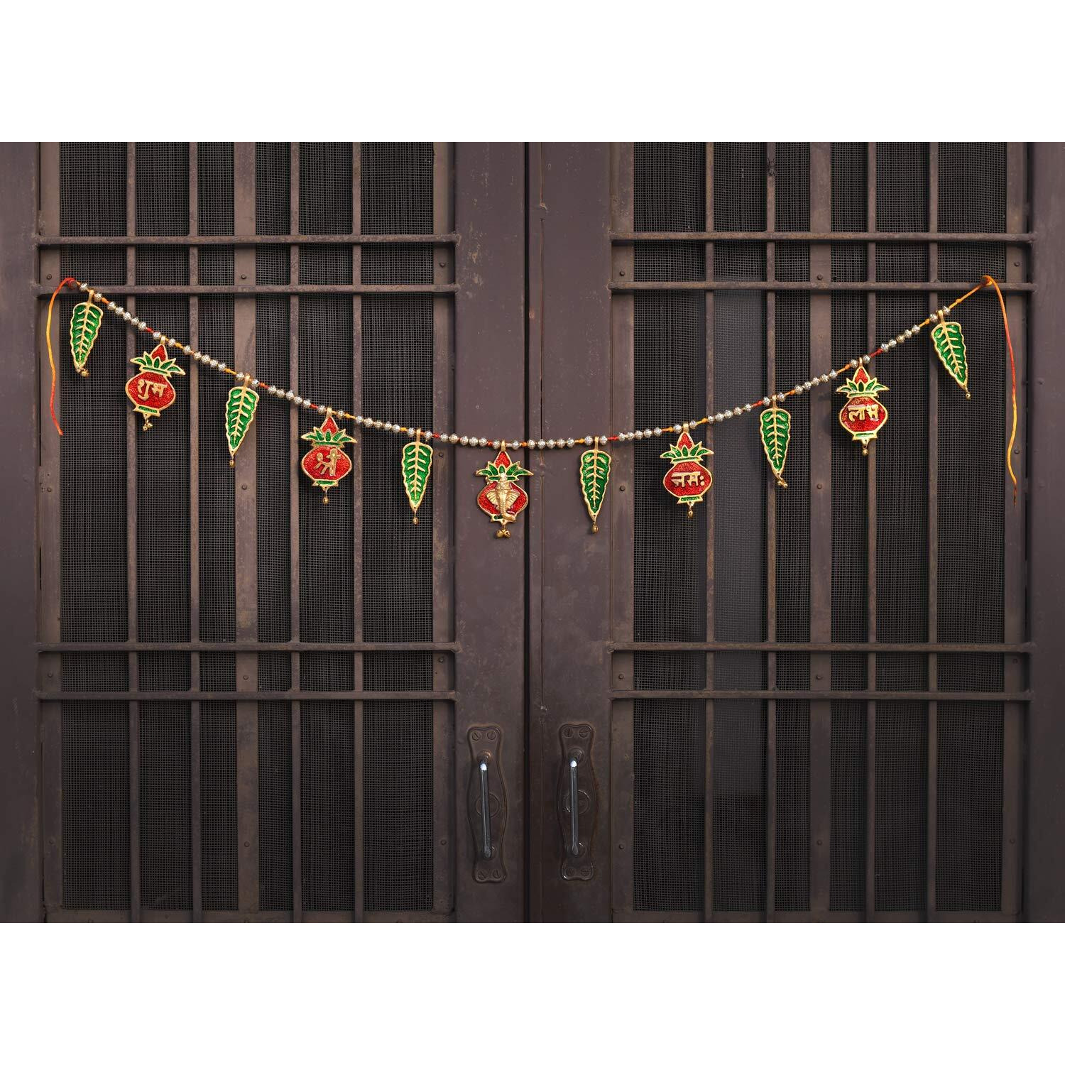 Collectible India Ganesha Shubh Labh Metal Toran for diwali / Toran for door latest Fancy / toran for pooja room Mandir / Main Door room / Ethnic Bandarwal Shubh Labh Wall Hangings - Diwali Decoration Items for Home - Decorative Ganesha Wall Hanging Religious (Size 35 x 3.5 Inch).