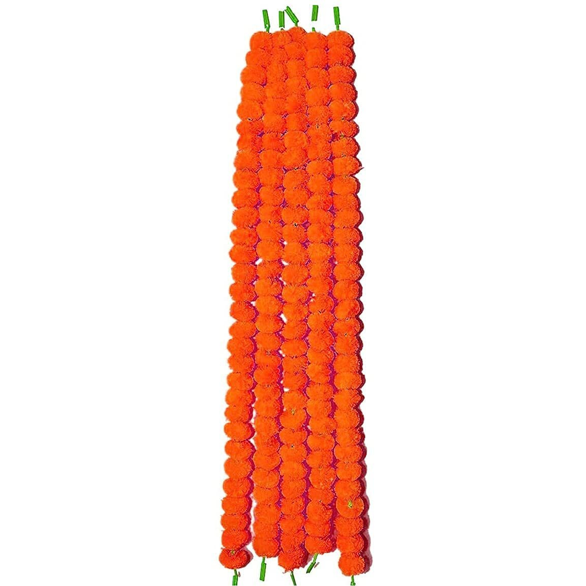 Critoanta Genda Phool Artificial Marigold Fluffy Flower/Genda Phool Garlands String for Diwali, Navratri,Durga Pooja Festival Office Decoration 5 Feet (Orange, 6)