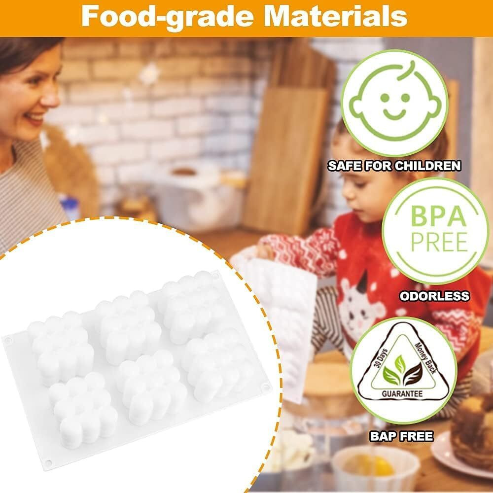 KARP 3D Bubble Candle Cube Molds - 6-Cavity- Ideal for Diwali Candles, Soap Making, Cake Decoration, Pastry, Mousse, Dessert, Trifle, Pudding, Jelly, Cheesecake -Assorted Color (1 Qty)
