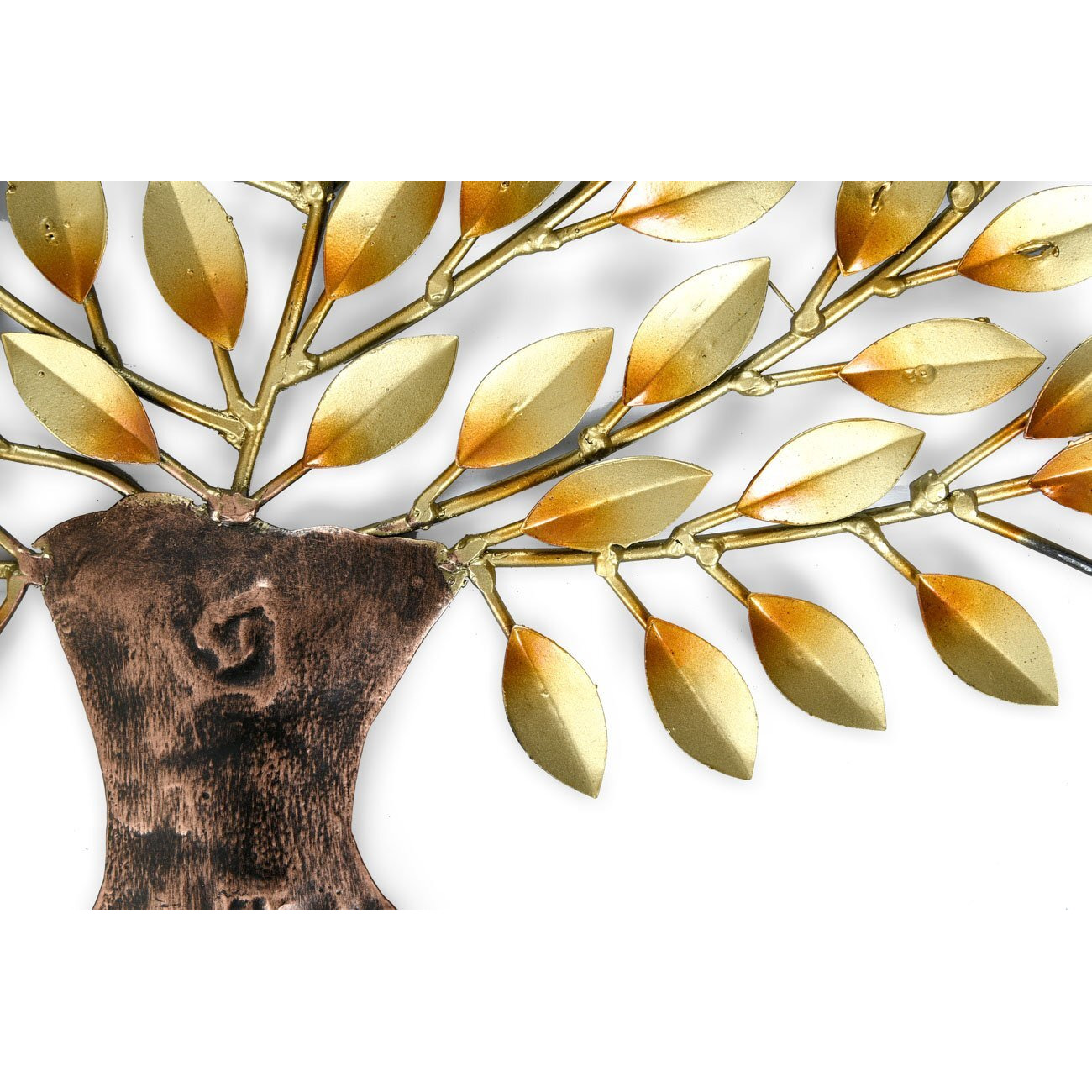 Collectible India Metal Decorative Golden Tree Of Life Wall Decor and Hanging Mounted Art Sculpture Diwali Gifts Home Decor (Size 16 x 16 Inches),
