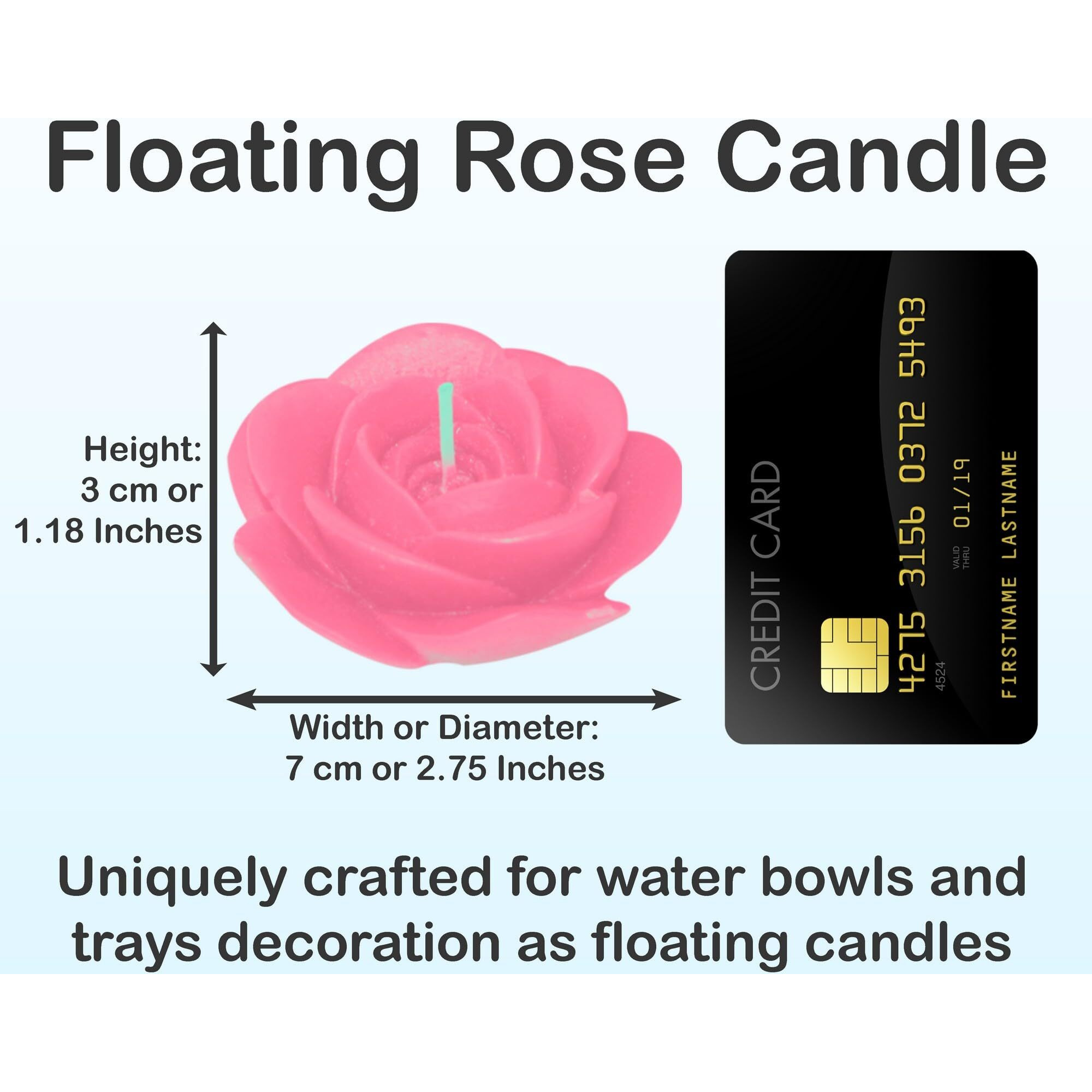 Shraddha Creation Floating Rose Candle | Water Floating, Pink Rose Shaped Decorative Scented Candle with Cucumber Melon Fragrance, Perfect for Diwali, Party and Wedding Decoration (Set of 8)