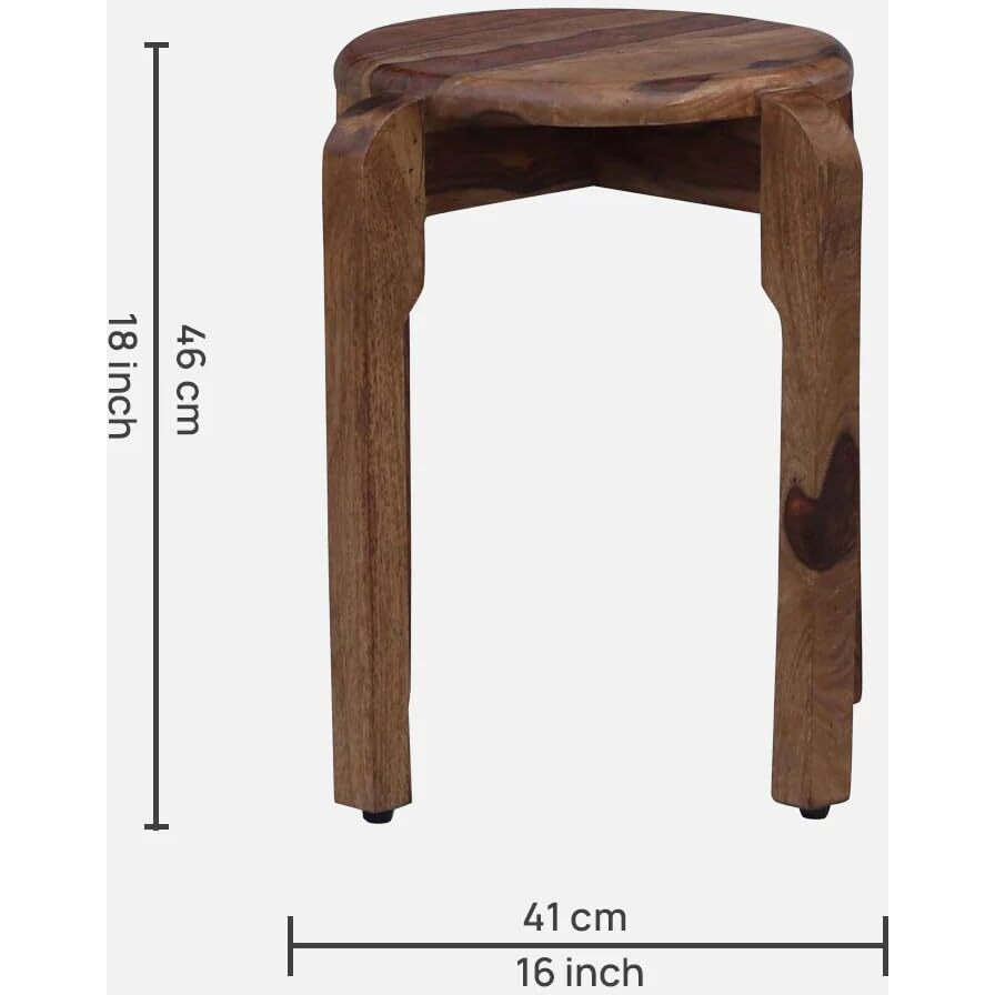 SMAART CRAAFTS Congo Solid Wood END Table for Living Room | Living Room Furniture | Premium Round Side Table for Home & Kitchen| Rustic Teak, Pure SHEESHAM Wood | Diwali Decorations