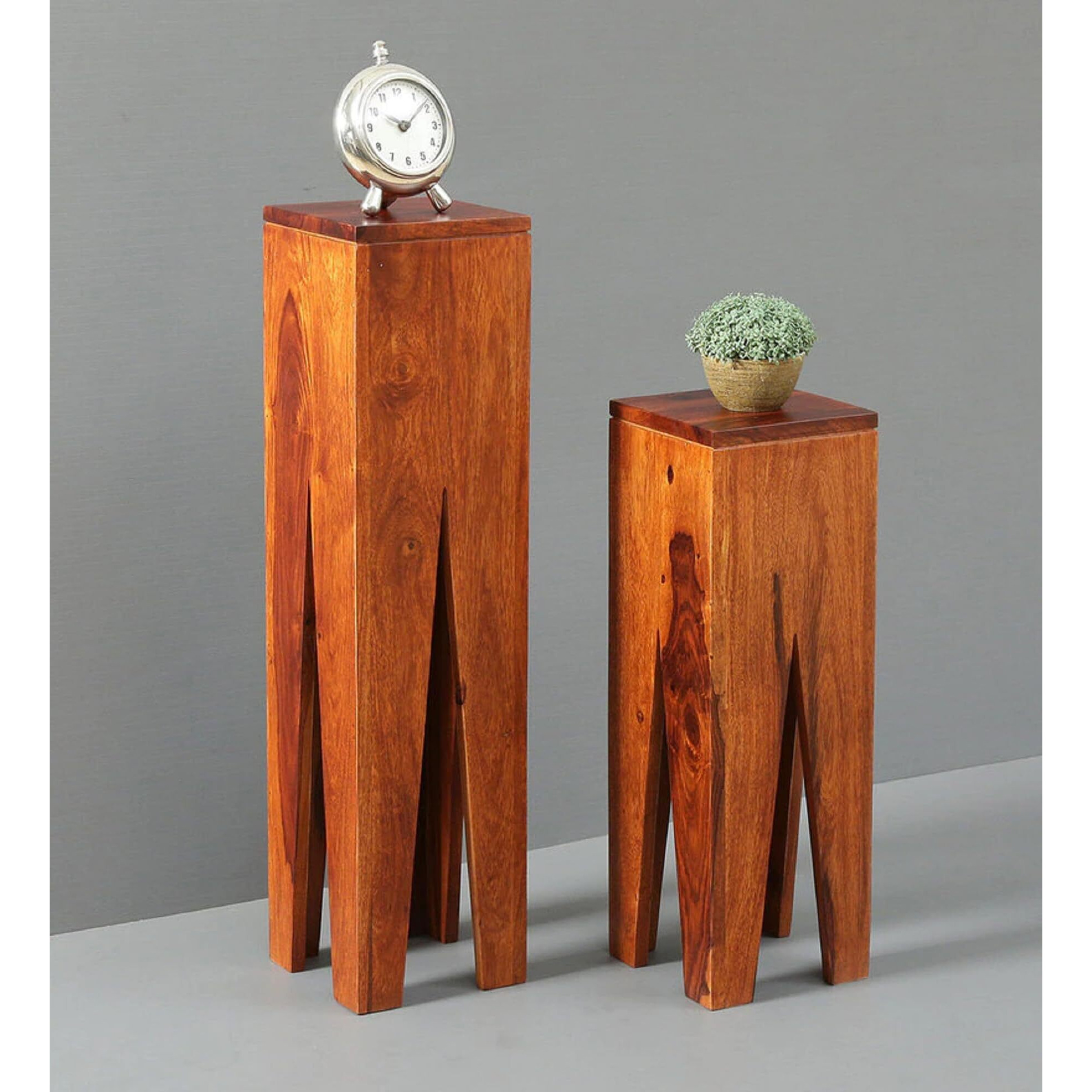 SMAART CRAAFTS Cosmo Solid Wood END Table for Living Room and Bed Room| Premium Design Side Table for Home | Maple Finish, Solid Sheesham Wood | Set of 2 Diwali Decorations