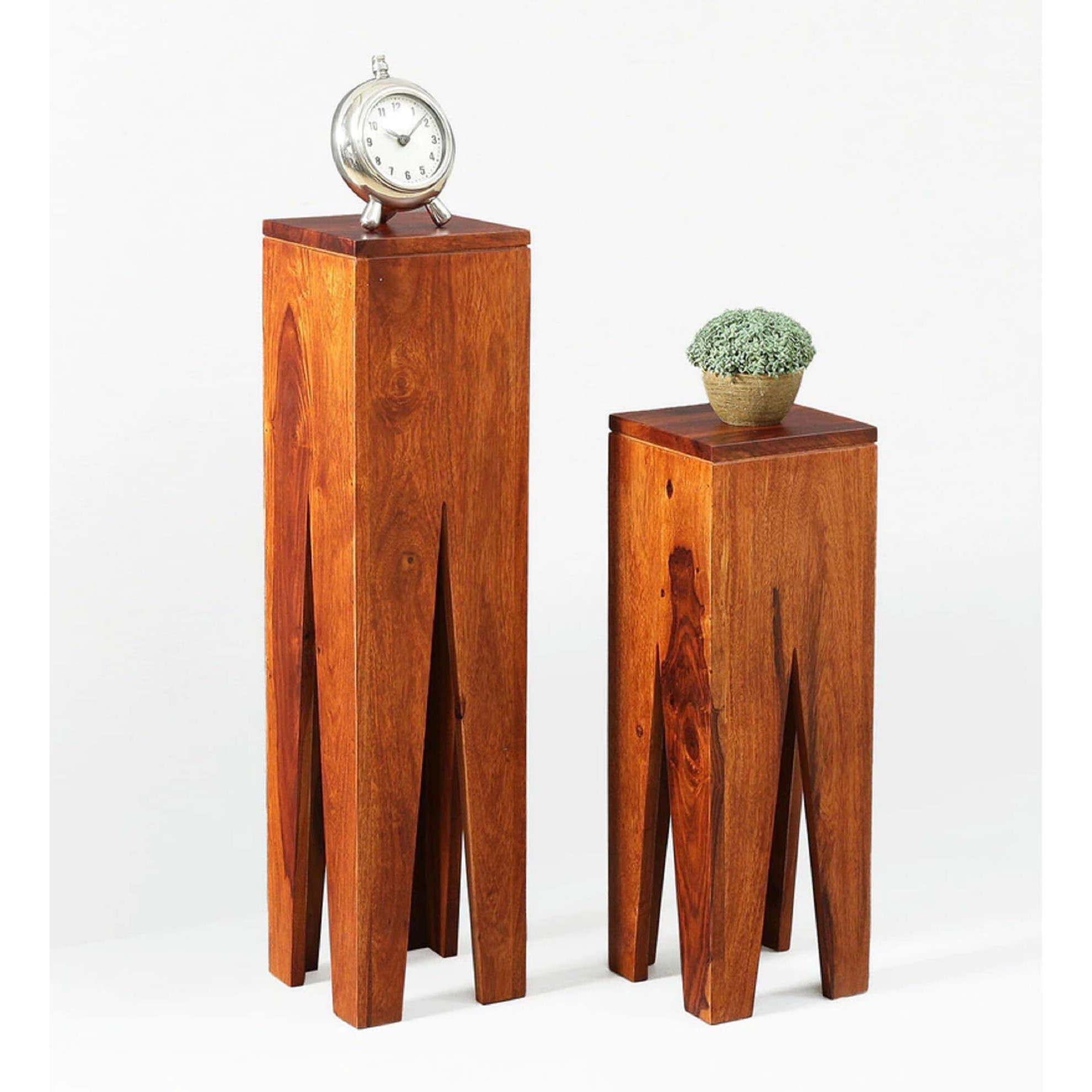 SMAART CRAAFTS Cosmo Solid Wood END Table for Living Room and Bed Room| Premium Design Side Table for Home | Maple Finish, Solid Sheesham Wood | Set of 2 Diwali Decorations