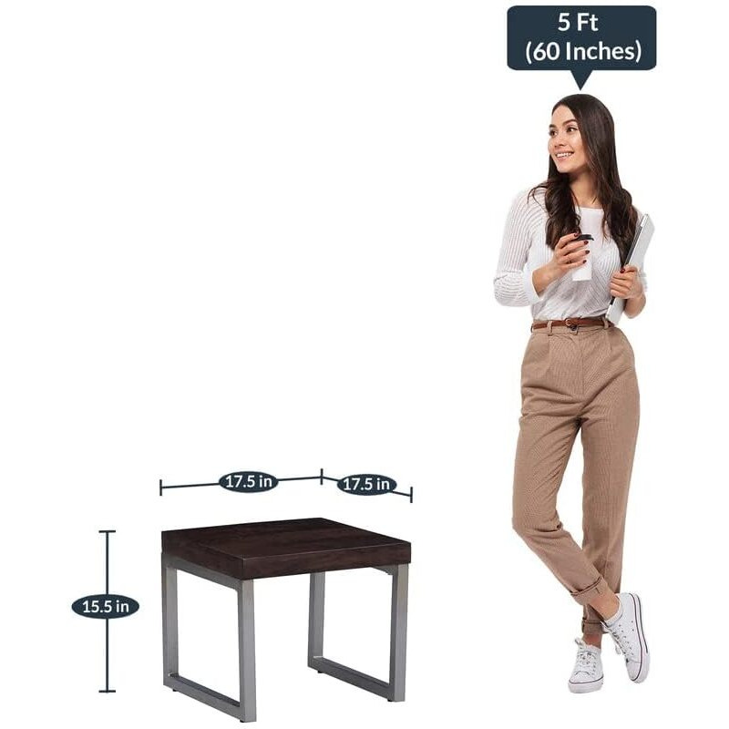 SMAART CRAAFTS Kinsley Solid Wood End Table | Premium Side Table for Home & Kitchen | Dark Walnut Finish | Solid Mango Wood | Chrome Metal Legs Diwali Decorations
