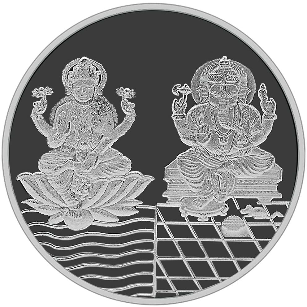 MAA SILVER 999 Purity Silver Laxmi/Lakshmi & Ganpati/Ganesh Ji Coin/Sikka for Diwali|Dhanteras with Box for Gifting & Religious Use (5 Grams)