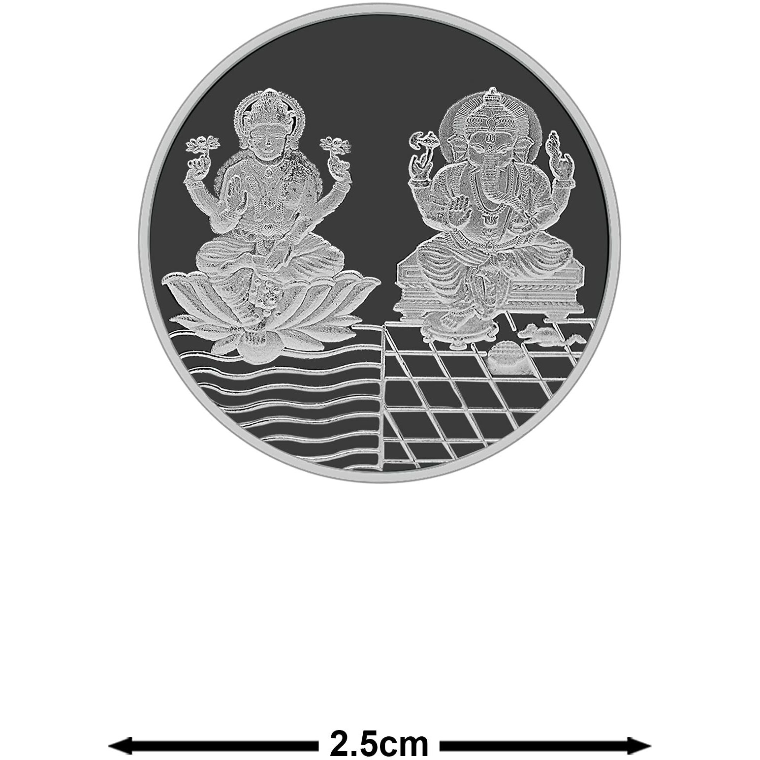 MAA SILVER 999 Purity Silver Laxmi/Lakshmi & Ganpati/Ganesh Ji Coin/Sikka for Diwali|Dhanteras with Box for Gifting & Religious Use (5 Grams)