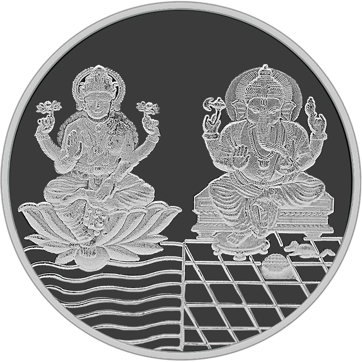 MAA SILVER 999 Purity Silver Laxmi/Lakshmi & Ganpati/Ganesh Ji Coin/Sikka for Diwali|Dhanteras with Box for Gifting & Religious Use (50 Grams)