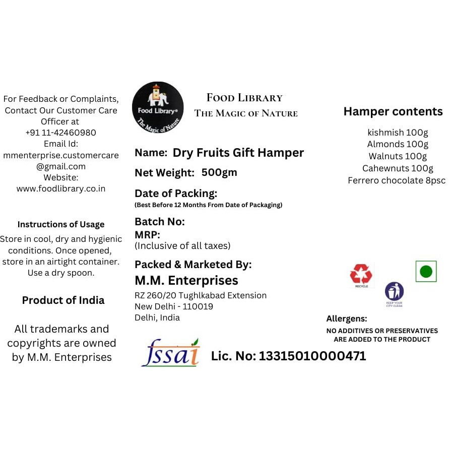 Food Library The Magic of Nature Luxury Diwali Dry Fruits Gift Hamper (Dry Fruits & Ferrero)