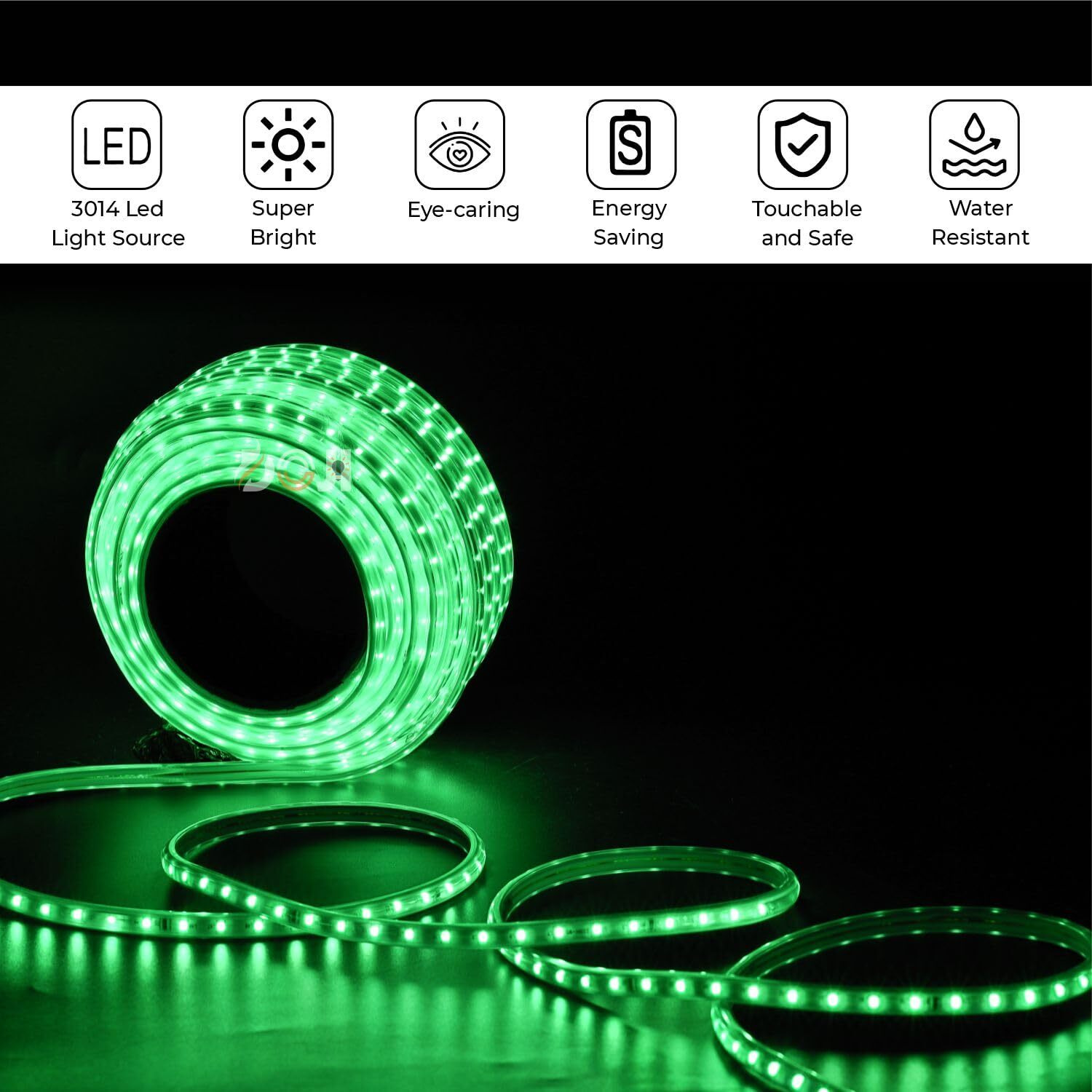DOJI LED Strip Light,Rope Light for Ceiling, Indoor,Outdoor,Decorative,Diwali,Christmas,Festival,Cove,False Balcony,Entrance. (4 Meter, Green)