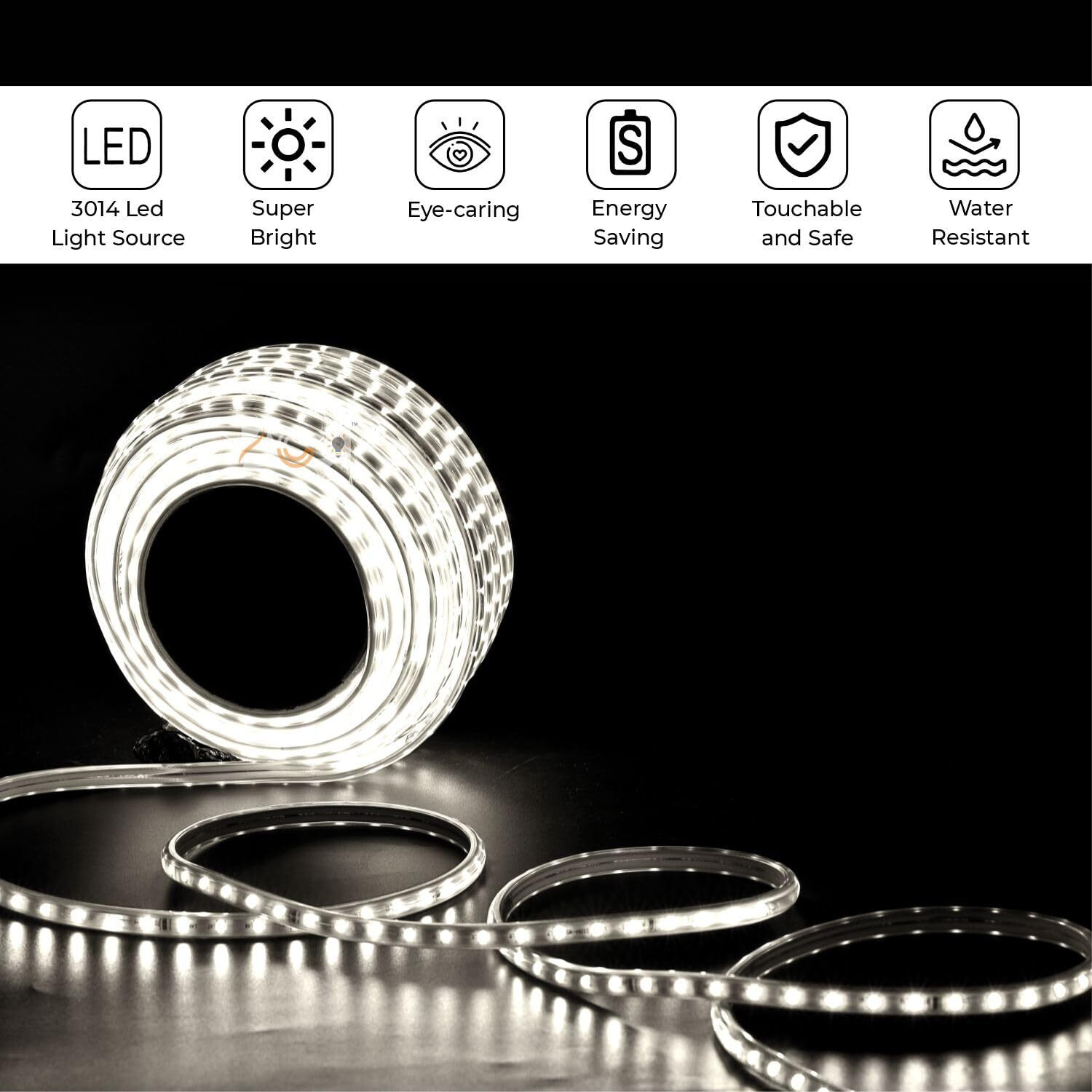 DOJI LED Strip Light,Rope Light for Ceiling, Indoor,Outdoor,Decorative,Diwali,Christmas,Festival,Cove,False Balcony,Entrance.(45 Meter, White)
