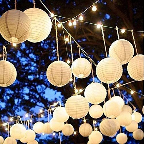 SHUANGYOU Rice Paper Hanging Lantern Ball Lamp Shade, 12-inch White Paper Hanging Lantern Lantern Ball Lamp Lanterns Candle for Diwali/Christmas/Birthday/All Festival