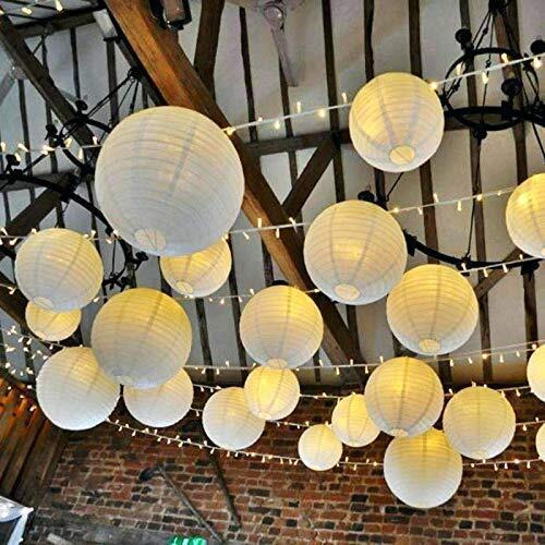 SHUANGYOU Rice Paper Hanging Lantern Ball Lamp Shade, 12-inch White Paper Hanging Lantern Lantern Ball Lamp Lanterns Candle for Diwali/Christmas/Birthday/All Festival