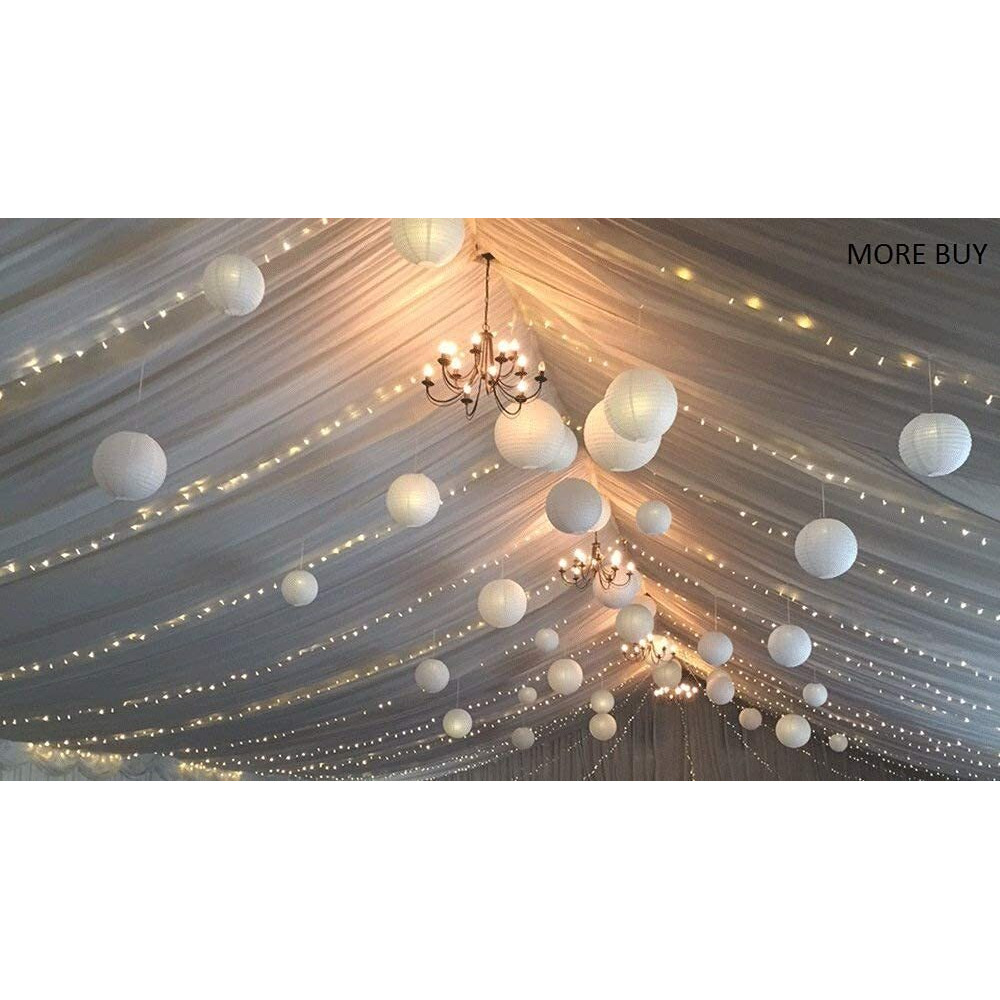 SHUANGYOU Rice Paper Hanging Lantern Ball Lamp Shade, 12-inch White Paper Hanging Lantern Lantern Ball Lamp Lanterns Candle for Diwali/Christmas/Birthday/All Festival