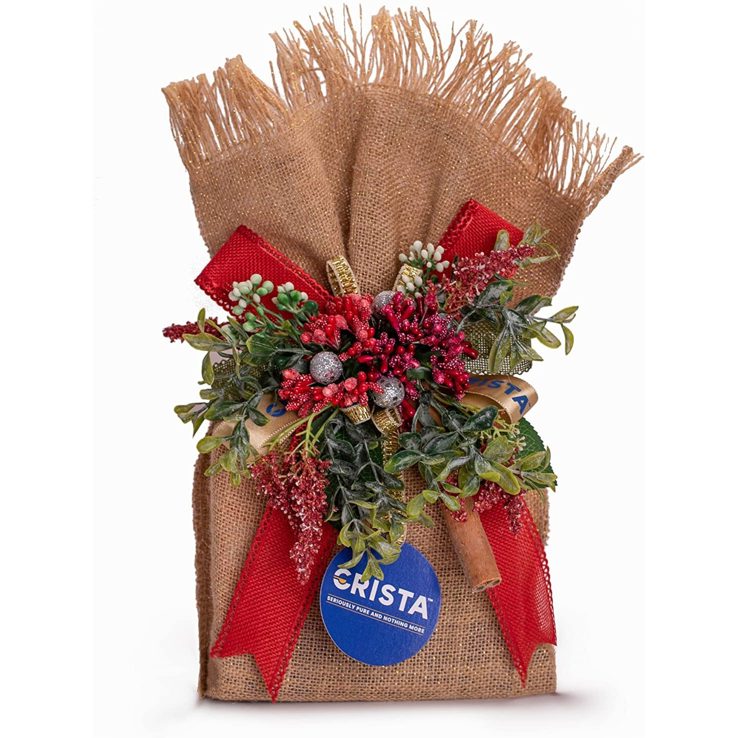CRISTA Earthy Spice Potli - Natural | Pack of 4 | Diwali Gift | Tellicherry Black Pepper x 1, 100 gms | Green Cardamom x 1, 100 gms | Cassia x 1, 75 gms | Indian Clove x 1, 100 gms | Zero added Colour | Mothers day Gift