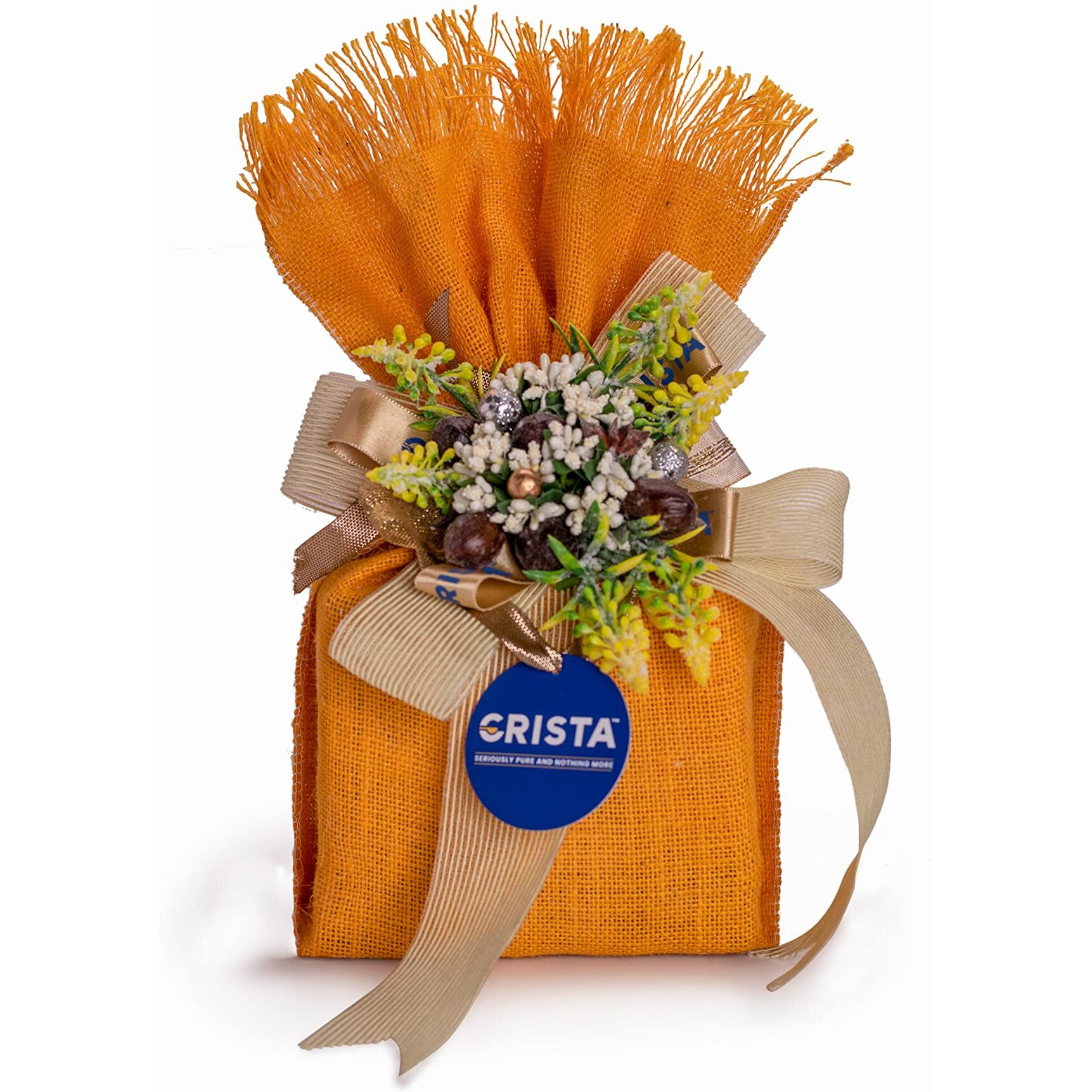 CRISTA Earthy Spice Potli - Yellow | Pack of 4 | Diwali Gift | Tellicherry Black Pepper x 1, 100 gms | Green Cardamom x 1, 100 gms | Cassia x 1, 75 gms | Indian Clove x 1, 100 gms | Zero added Colour | Mothers day Gift
